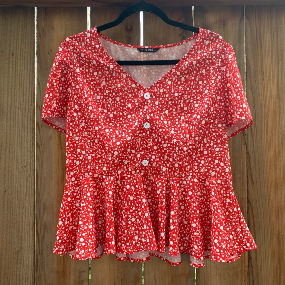 SHEIN Floral Peplum Blouse
